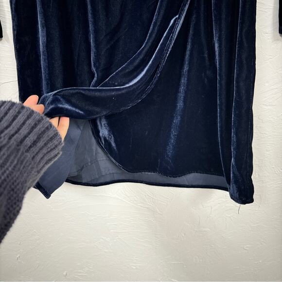 J Crew Blue Velvet Mini Dress Womens 4 Casual Fall Long Sleeve Classic Preppy - Picture 6 of 12